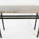 Console art moderne acier peint et marbre