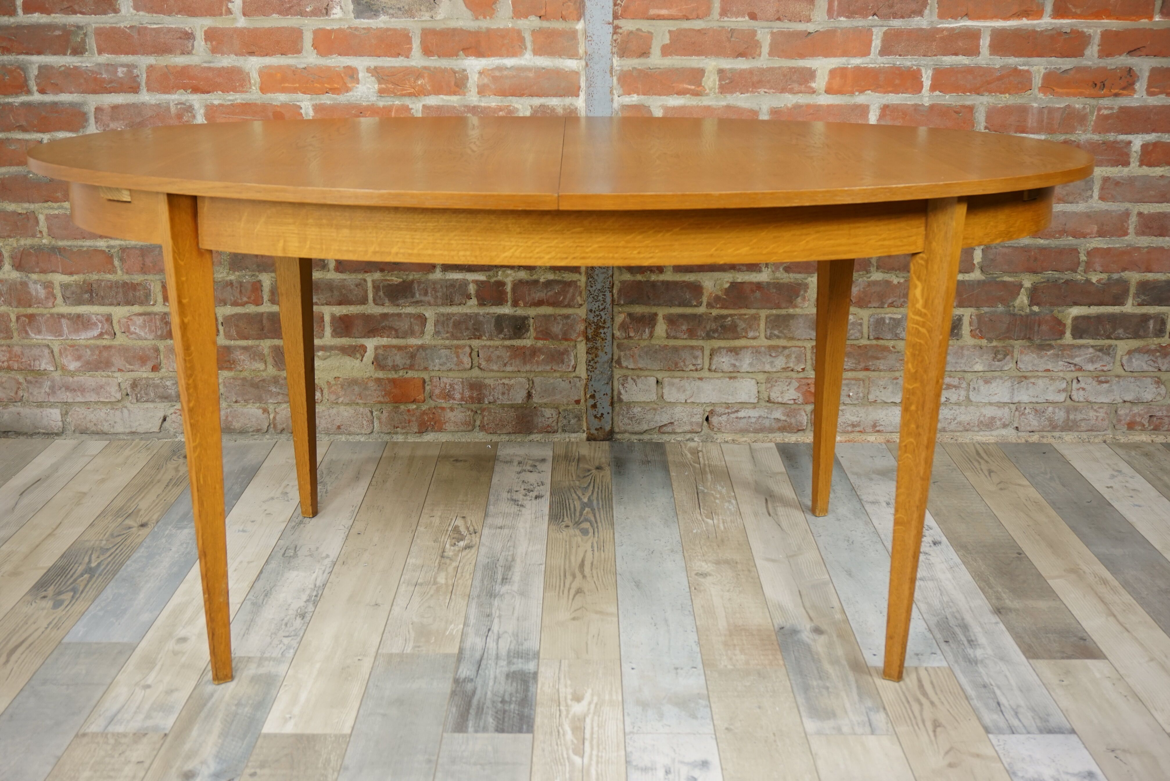 Wooden oval table and 6 matching chairs 60