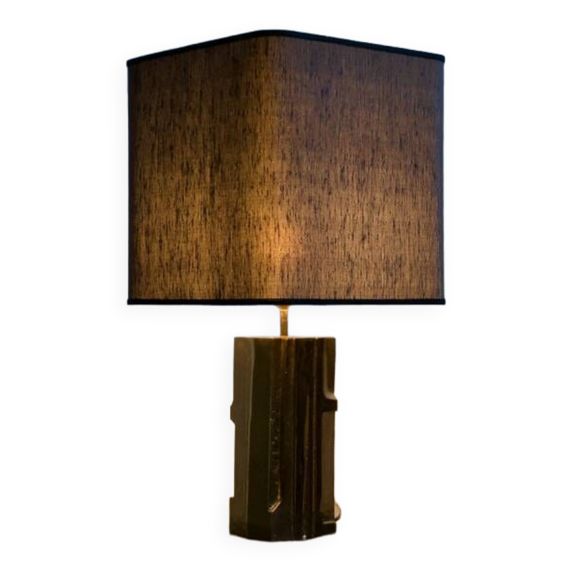 POLISHED/FROSTED BRONZE LAMP MICHEL MANGEMATIN FRANCE 1960