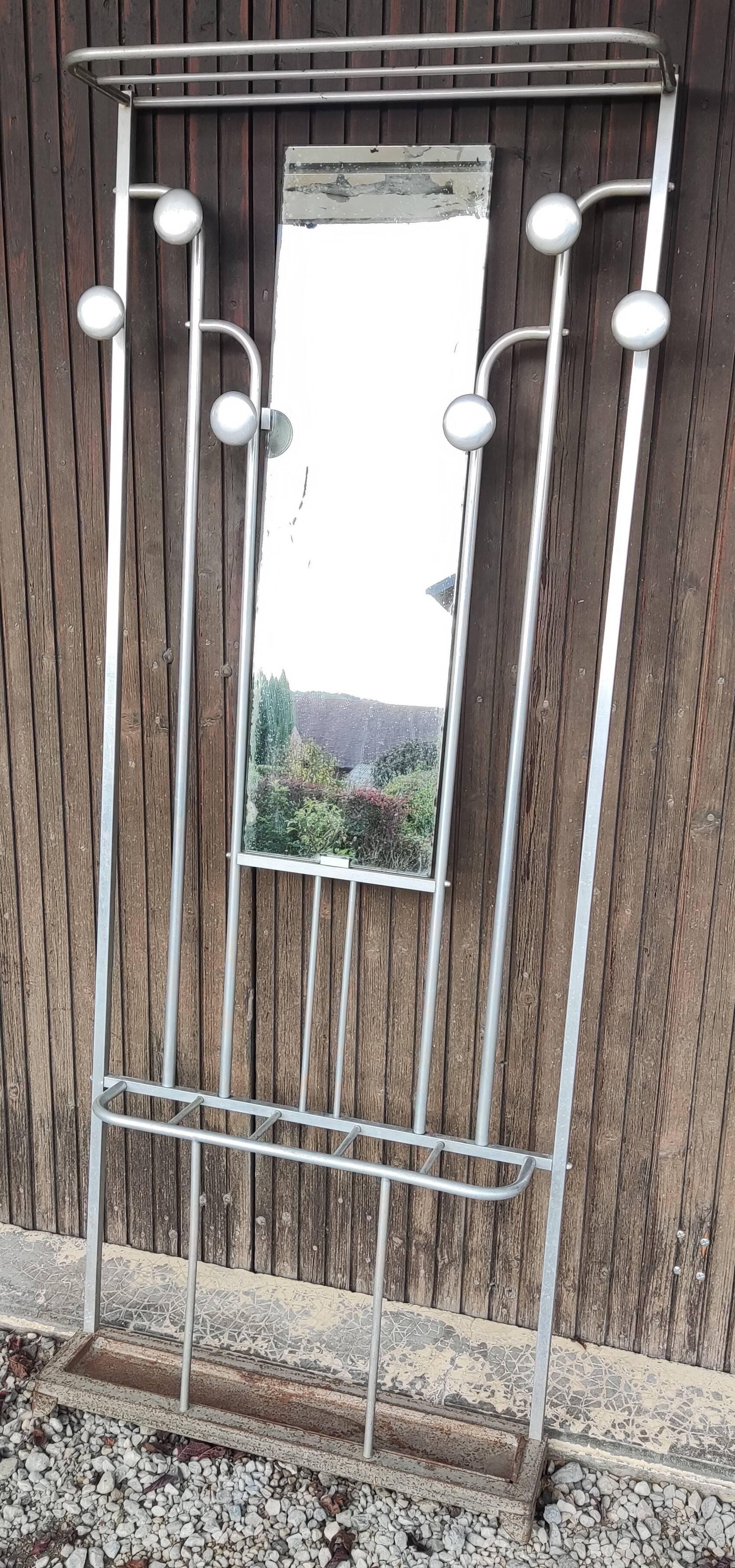 1950s Art Deco Style Coat Rack with Mirror