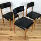 Set de 3 chaises Baumann années 60 hêtre et simili cuir
