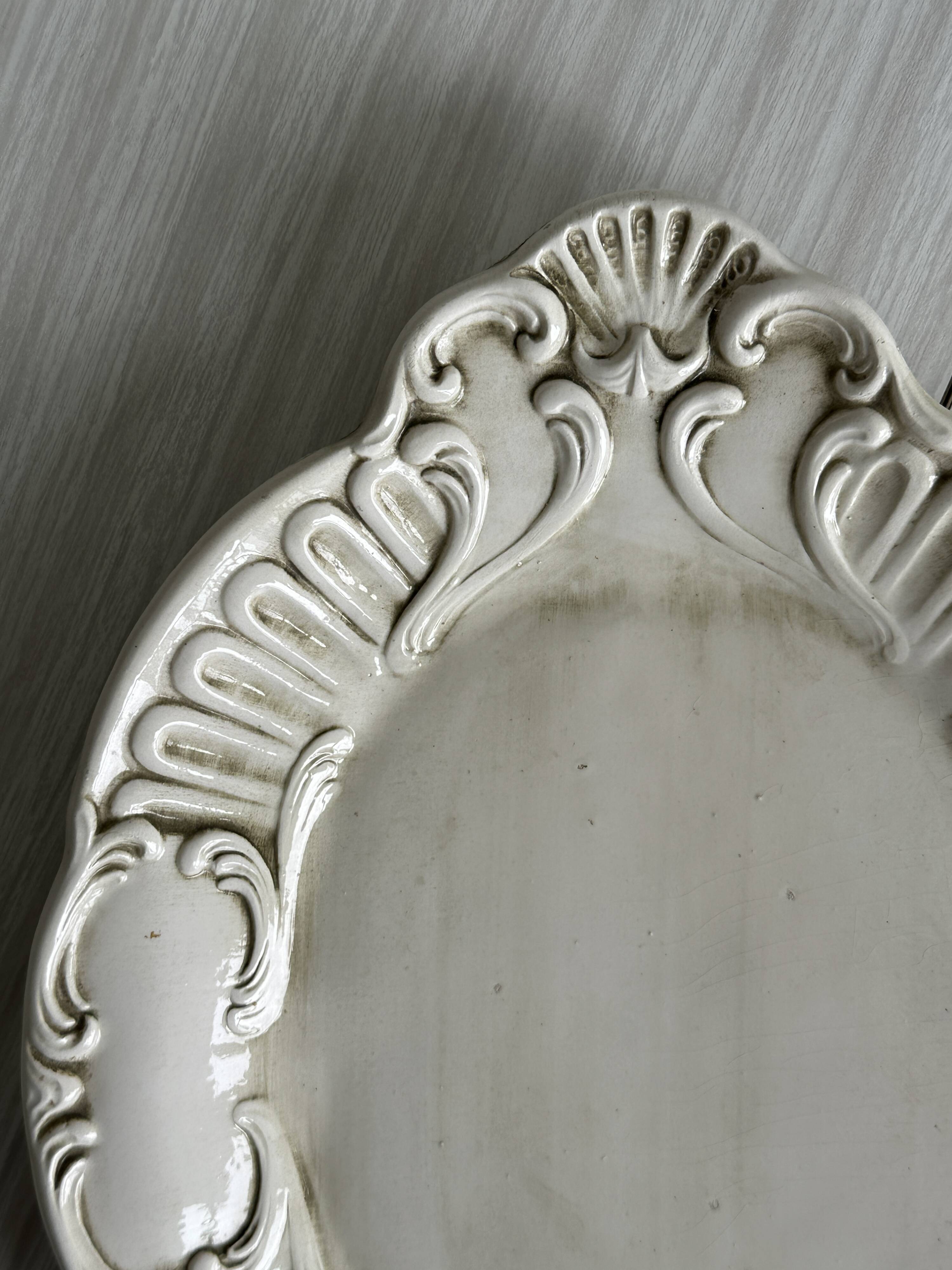 Antique cream ceramic tray