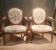 Pair of Louis XV style medallion armchairs.