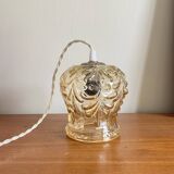 Lampe suspension baladeuse globe ancien en verre doré griffe de suspension en laiton LAMP-7385