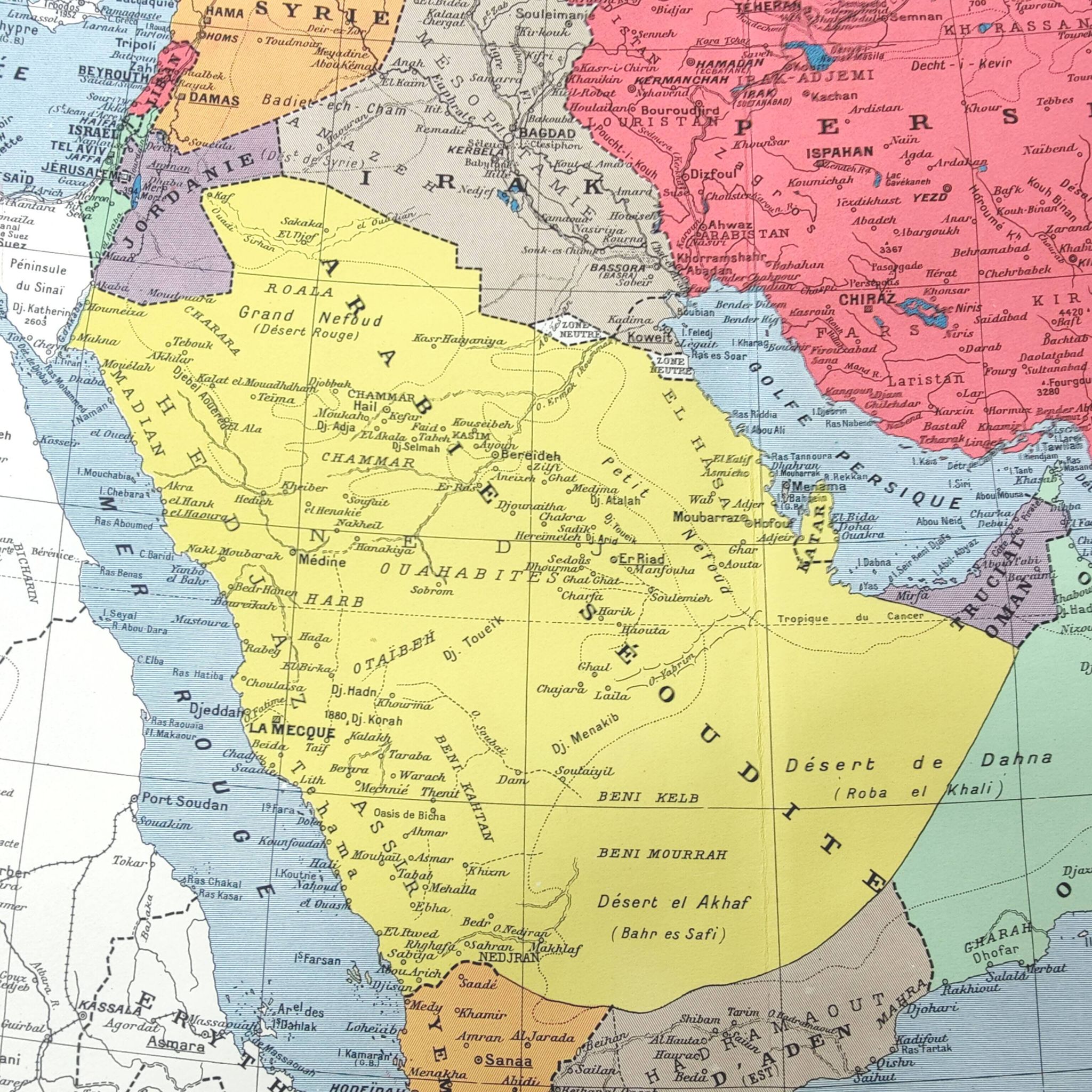 Vintage map of Western Asia 43x43cm from 1950