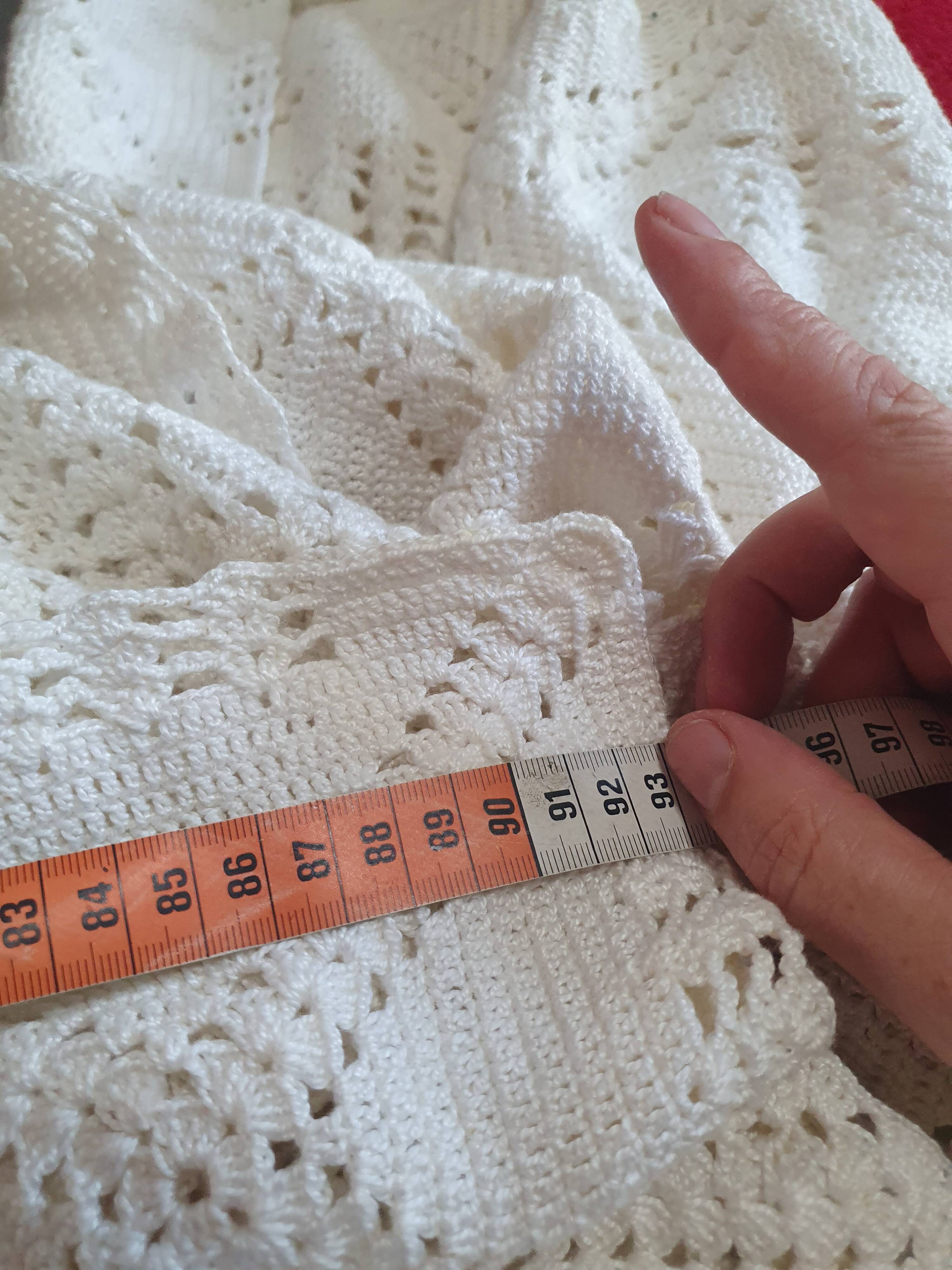 vintage crochet plaid blanket 208 193 ecru color