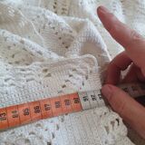 vintage crochet plaid blanket 208 193 ecru color