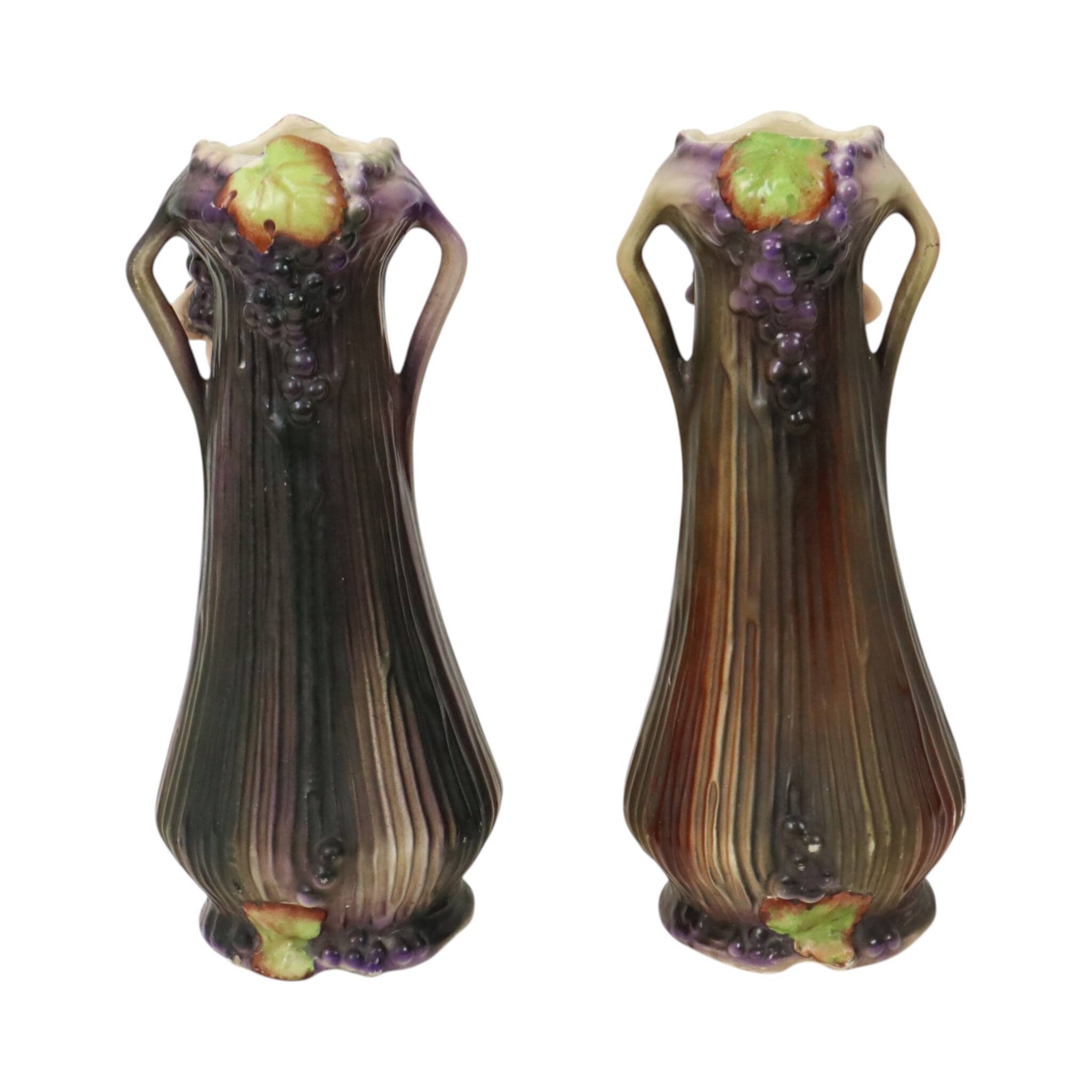 Art Nouveau Vases Putti Cherub Amphora Style Pottery