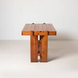 Unique brutalist dining table from former Czechoslovakia, 1970s pine wood 1