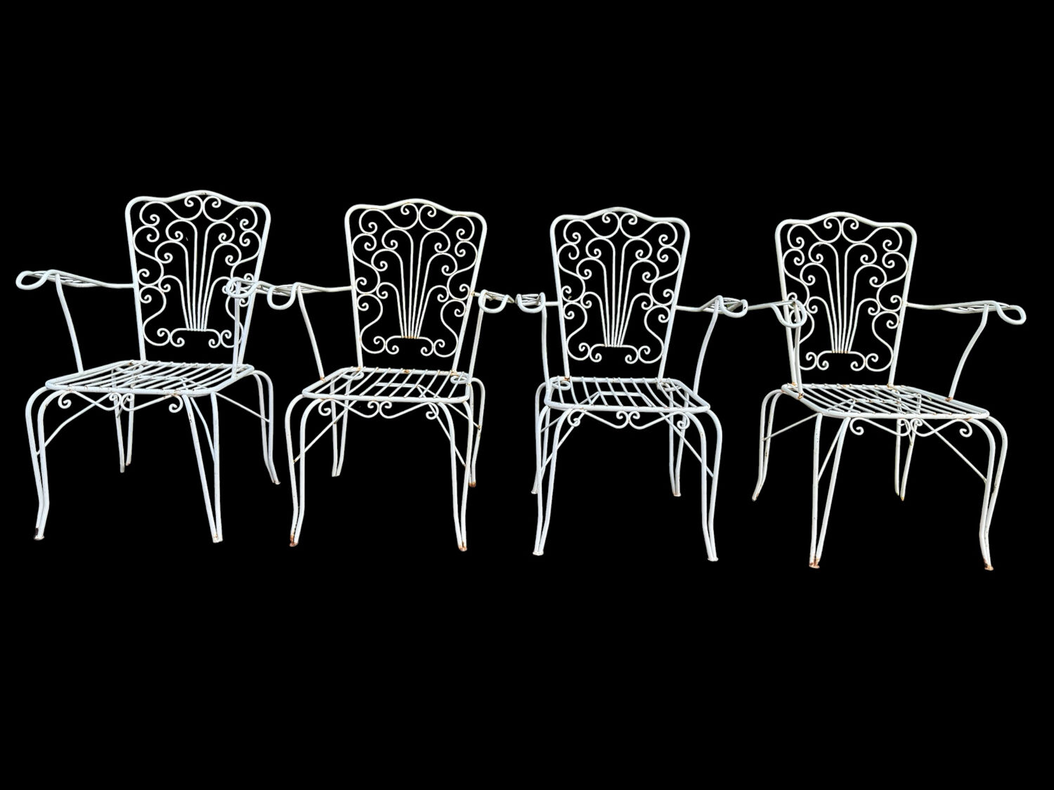4 Provençal wrought iron armchairs