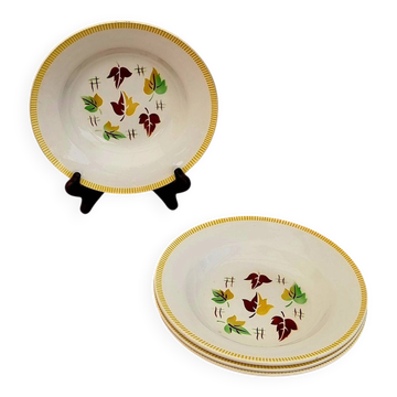 Lot de 4 assiettes creuses Digoin Sarreguemines modèle Sirocco