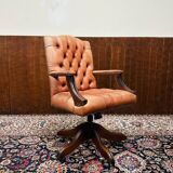 English Chesterfield Salmon color President Chair Office chair