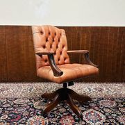 English Chesterfield Salmon color President Chair Office chair