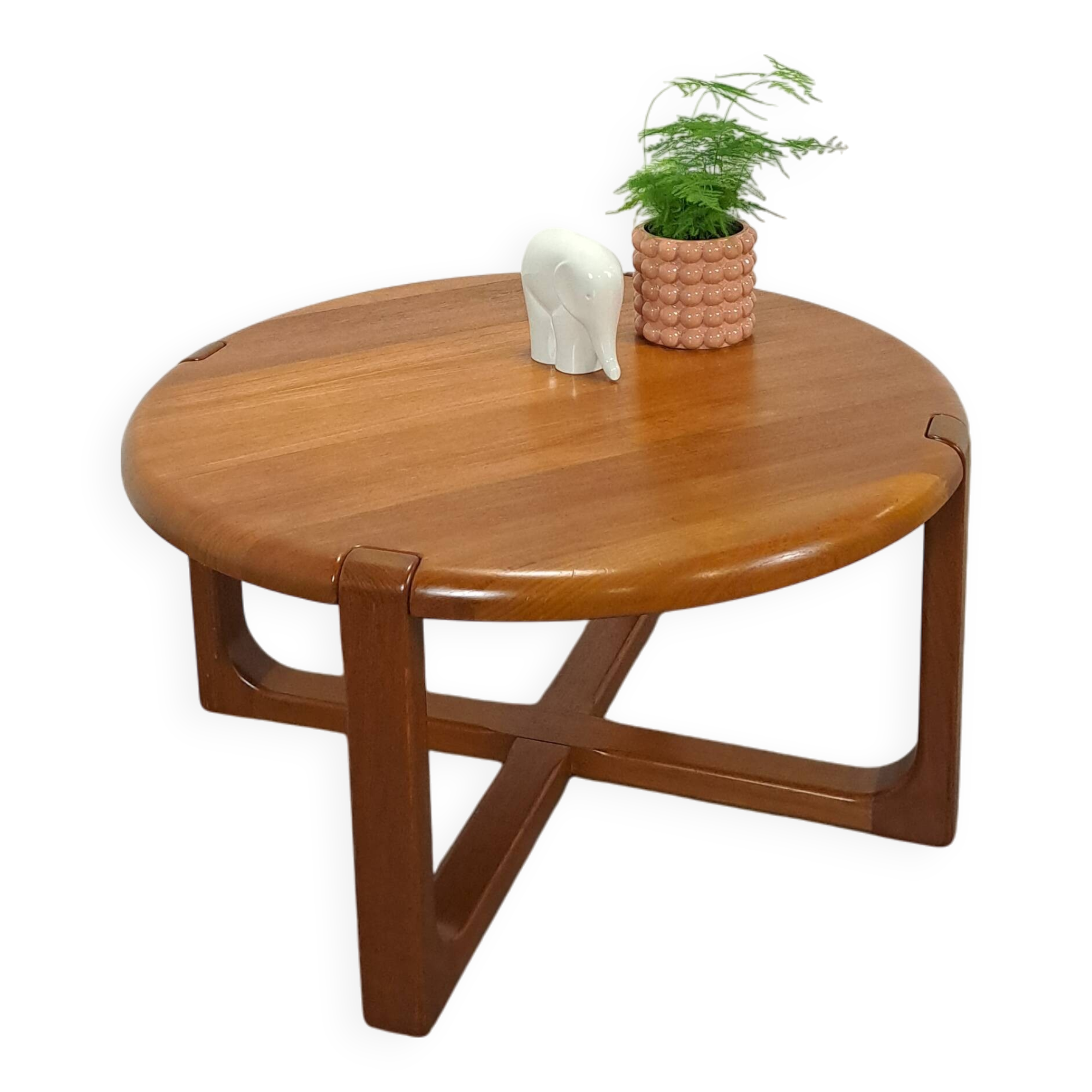 Table basse ronde en teck Niels Bach Danemark
