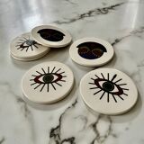 Lot of 6 ethnic ceramic coasters