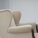 1960s, Danish wingback armchair, furniture velour, carved oak wood.