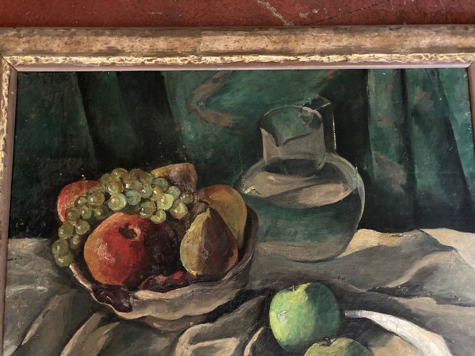 Oil on canvas still life with cubist apples Antoinette Destrem circa 1920