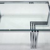 Vintage Coffee Table in Chrome and Glass, 1960s