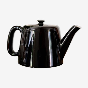 Teapot or tisanière in vintage black ceramic