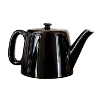Teapot or tisanière in vintage black ceramic