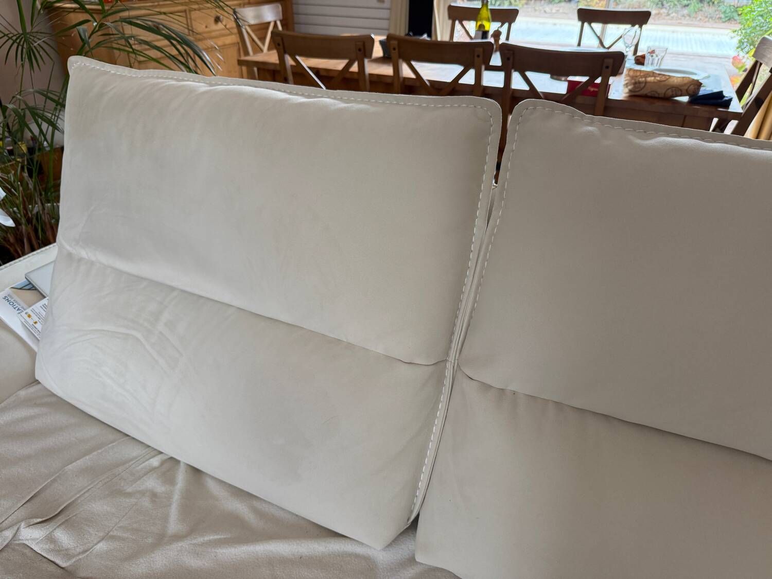 3-seater sofa in ecru nubuck finish, Mobilier de France