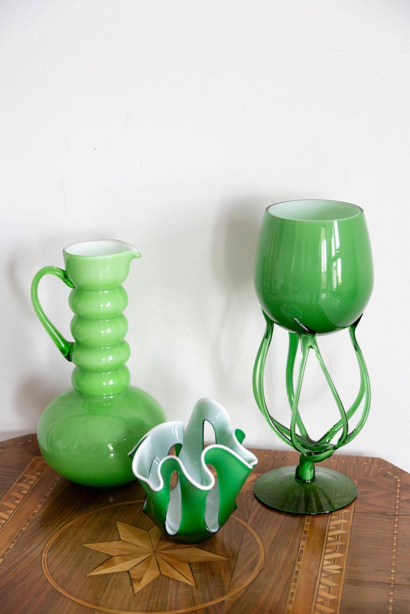 Vintage artistic green vase from the mid-century, Poland, Europe, 1970s.
