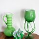 Vintage artistic green vase from the mid-century, Poland, Europe, 1970s.