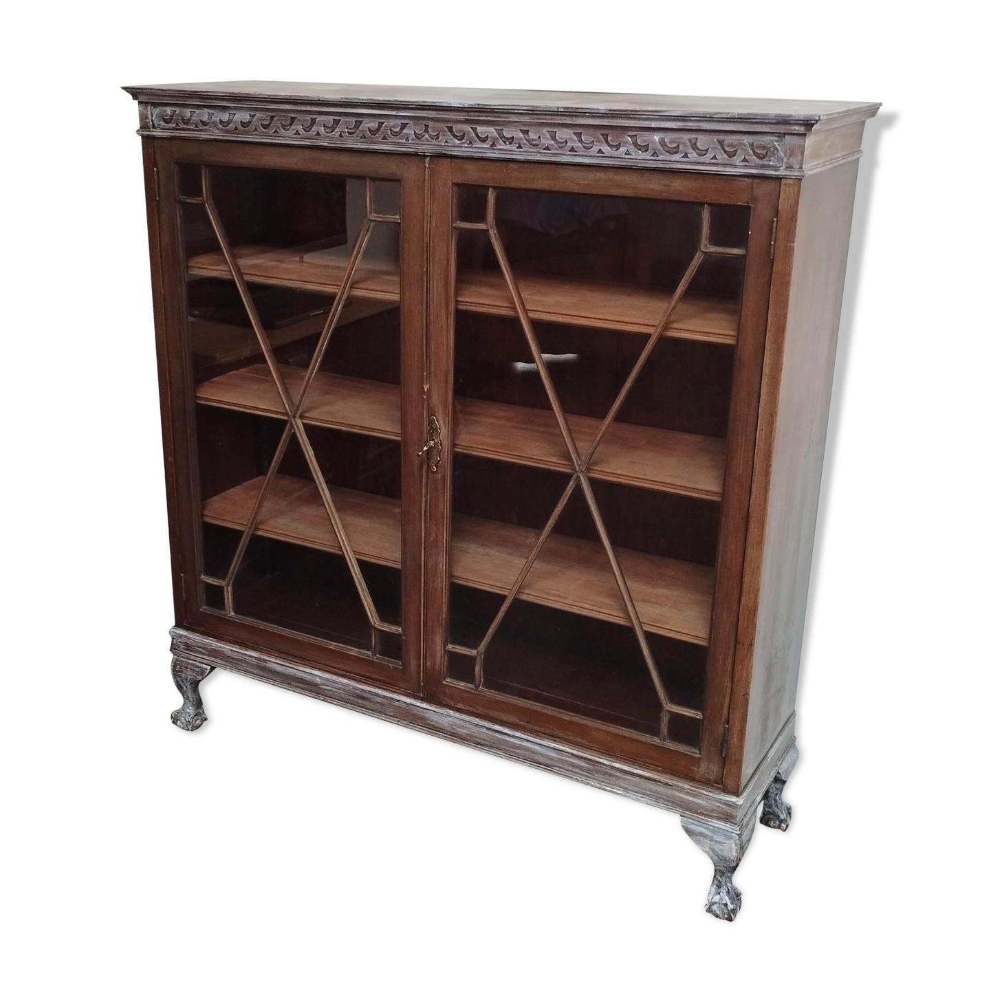 English style glazed bookcase cabinet