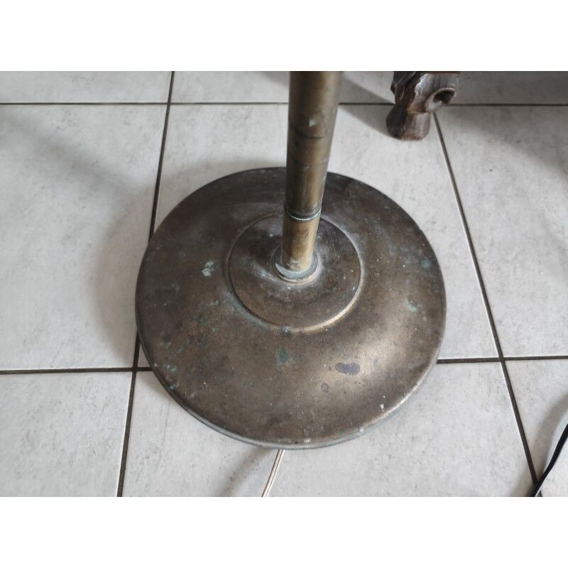 Brass floor lamp with glass shade