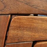 Stackable chair-armchair in solid teak with cushion by Vlaemynck
