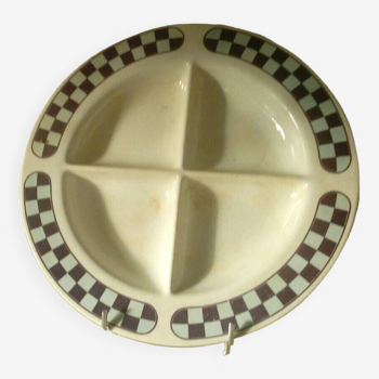 Assiette a compartiments en faience lustucru a.cartier-millon grenoble