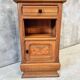 Antique Art Deco bedside table, oak entrance table with marble top