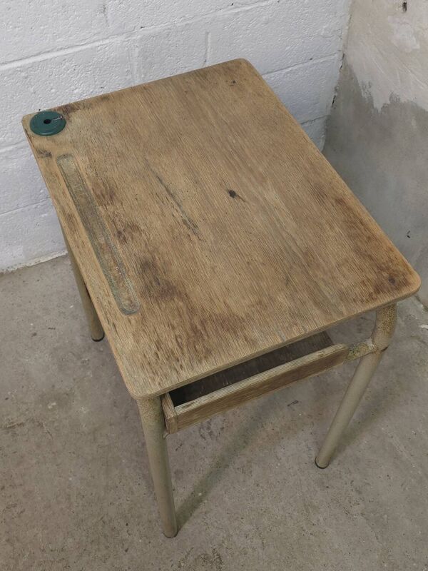 Bureau d'écolier simple 1960 avec casier
