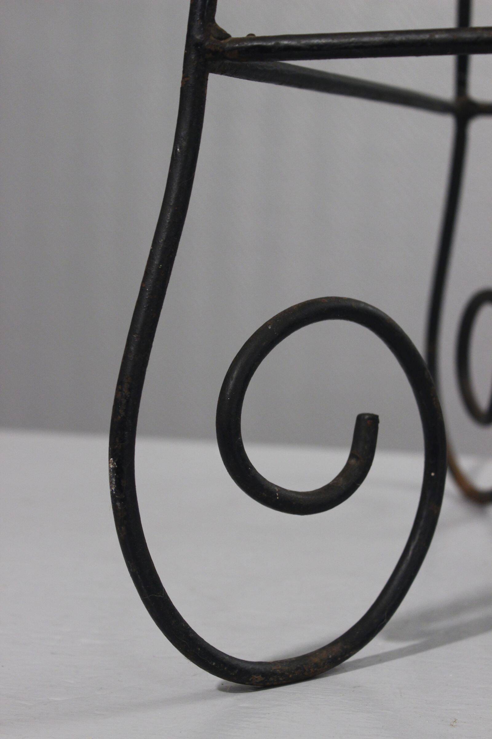 Vintage side table, wrought iron & ceramic tiles, 1950s design.