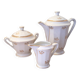 Service à thé en porcelaine de Limoges blanche et dorée, années 50