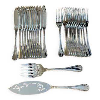 Christofle ribbons, service, fish cutlery new condition, recent manufacture