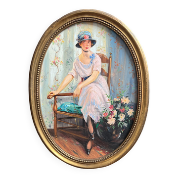 Portrait of a lady in Art Deco style