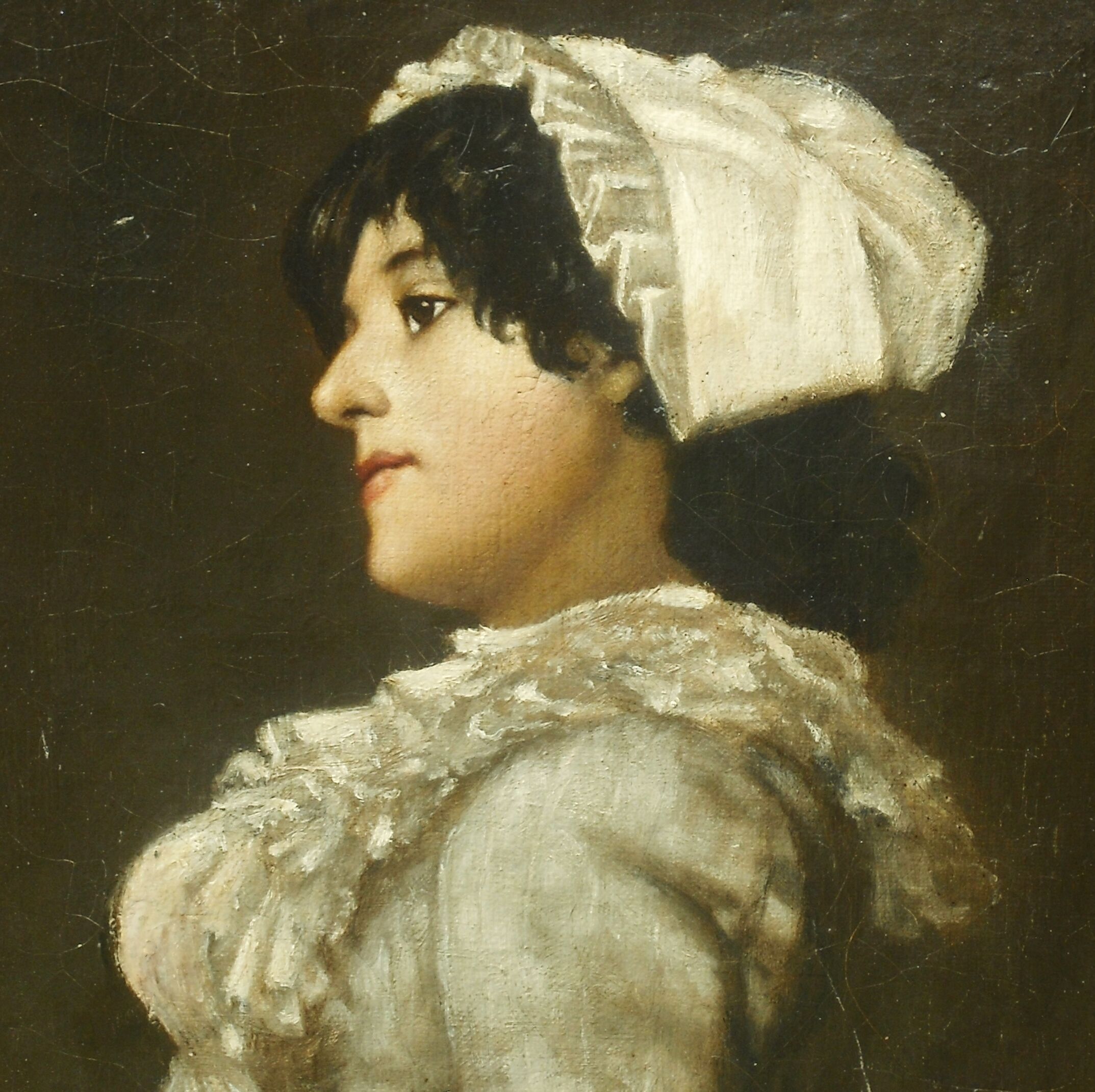Profil d'une Elègante 1884 signé daté Hst