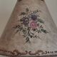 Large pagoda lamp painted with floral patterns and metal shade.