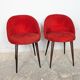 Pair of vintage 1960s cocktail chairs in red velvet.