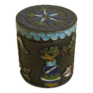Boîte cloisonnée argentée en