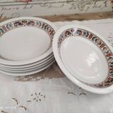 Set of 6 hollow plates in porcelain Bavaria white floral frieze 70s
