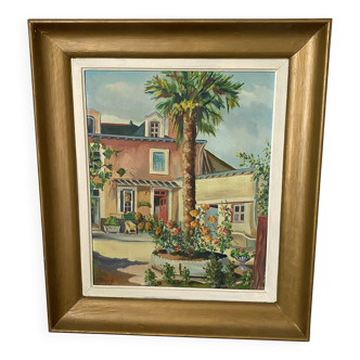 Large framed canvas of a sunny house