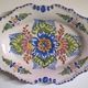 Old oval wall plate handmade and signed vintage floral decor