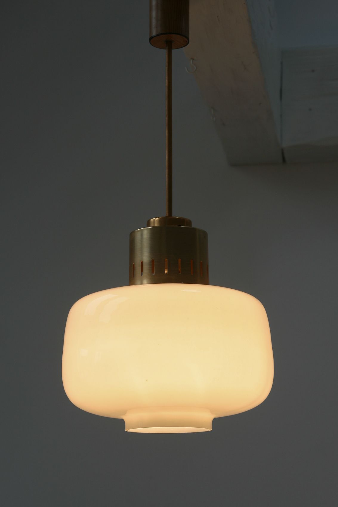 Pair of vintage opaline glass pendant lamp from Sijaj, 1960s