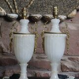 A pair of Neo Classical lacquered alabaster table lamps