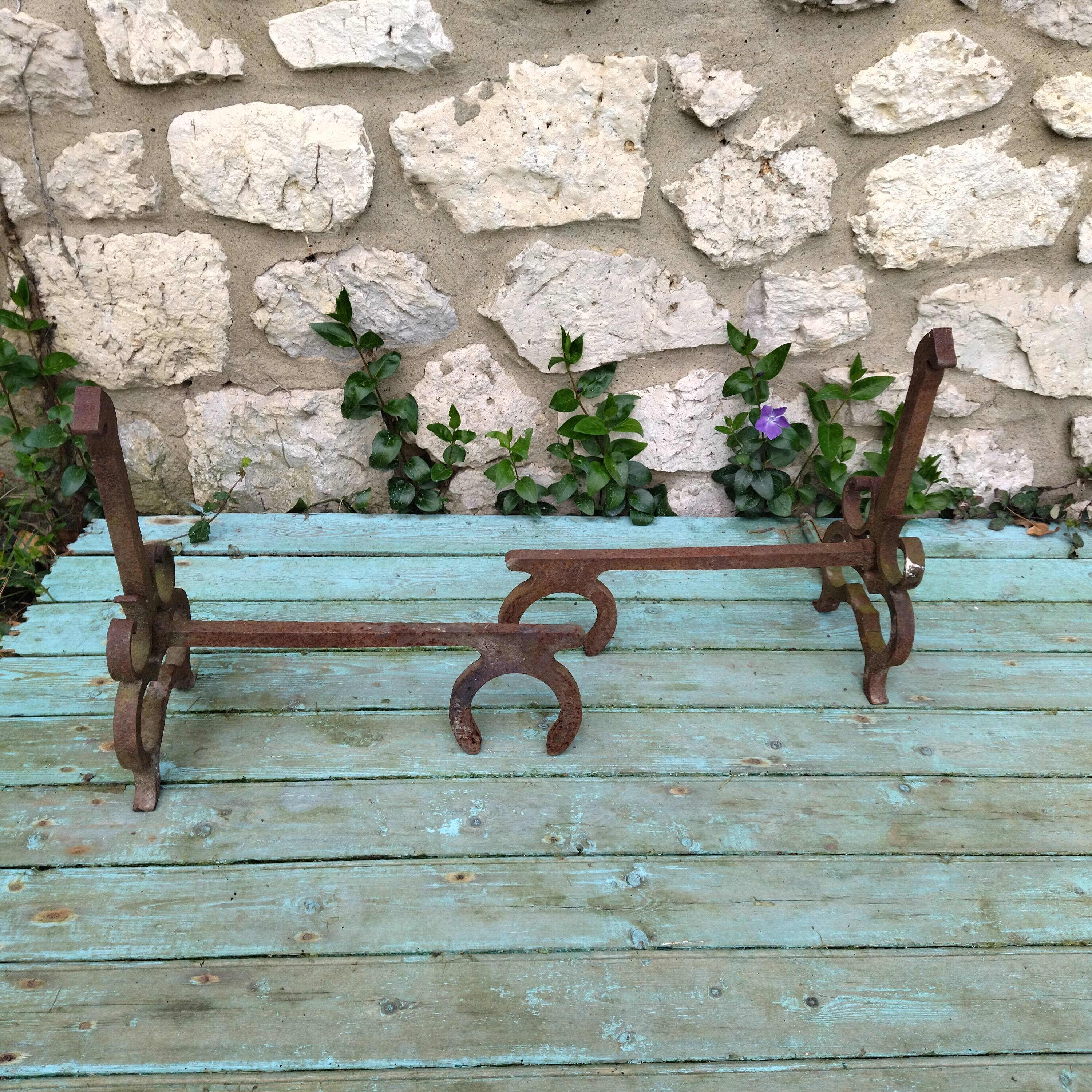 Pair of bedside tables cast iron 60s horse