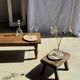 Vide poche ou plat en bois pétrifié beige tache brune au centre D24-27 -377