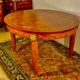 Oval table Art Deco period 1925, magnifying glass of Elm