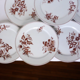 Set of 6 vintage Sarreguemines Danish porcelain dinner plates